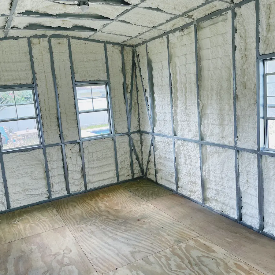 Closed-cell spray foam insulation applied to wall cavities in a residential project in Northchase