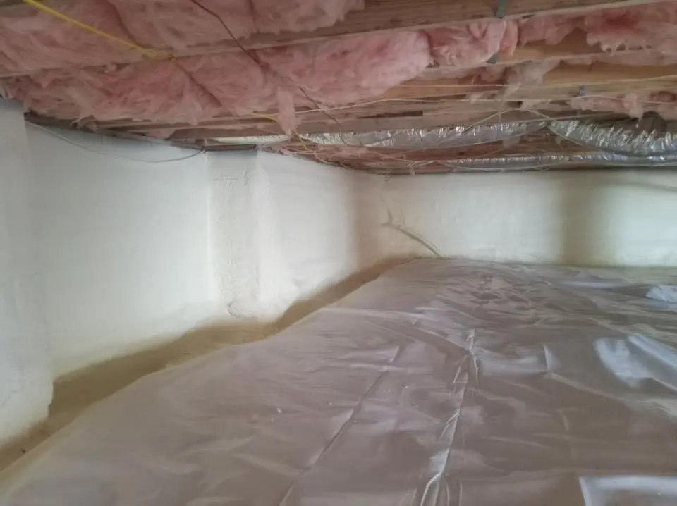 Crawl space encapsulation with closed-cell spray foam for Commercial Roof Restoration in Northchase